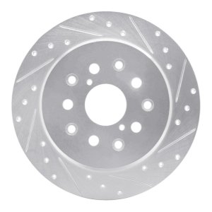 Lexus IS300 Brake Rotor (1) - Rear Right - R1 Concepts - Drilled & Slotted - Silver - `98-`10